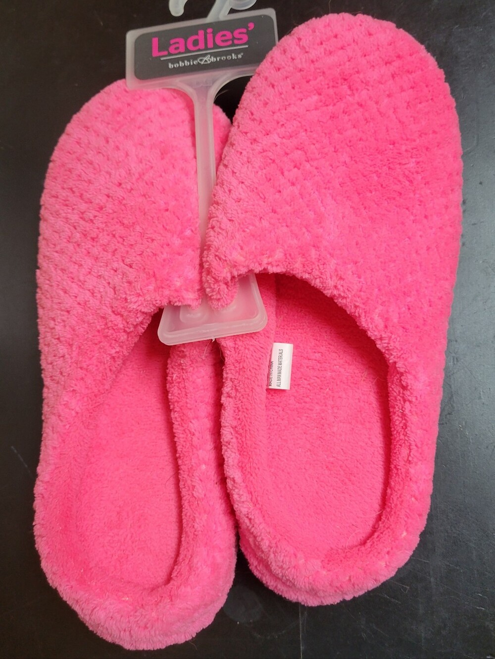 Bobbie Brooks Plush Hot Pink Slip-On Slippers for Women